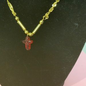 - Cross red necklace jewelry 16”*